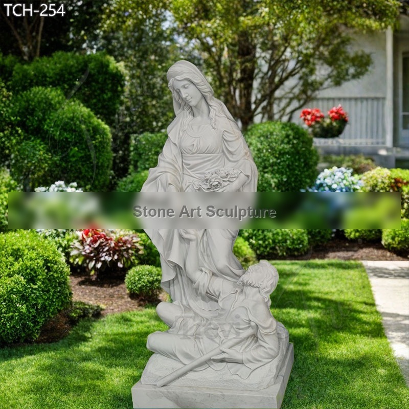 Marble St Elizabeth of Hungary Statue for Sale detail image
