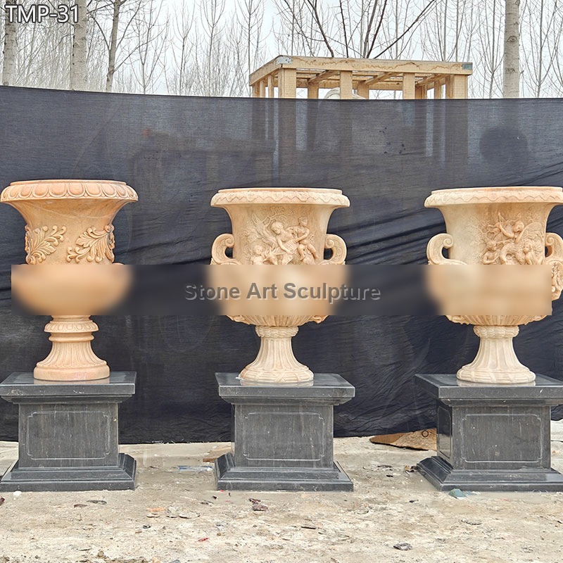 Outdoor Red Marble Flower Pot Low Price for Sale detail image