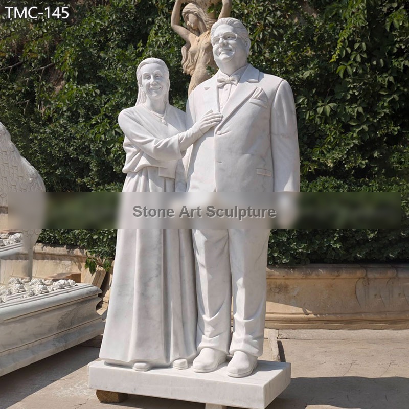 Life Size Customized Couple Statue in Natural Marble TMC-145 detail image
