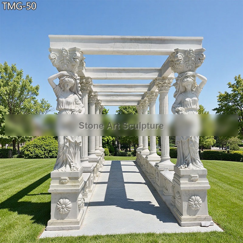 Ornate Marble Greek Pavilion with Female Column detail image