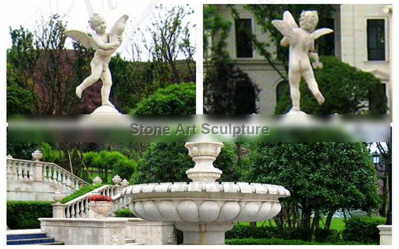 Large Outdoor Marble Fountains with Baby Statue Wholesale MOKK-583 detail image
