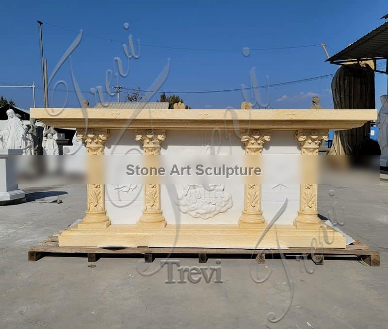 Catholic White Marble Altar Hand Carved Table for Sale CHS-816 detail image