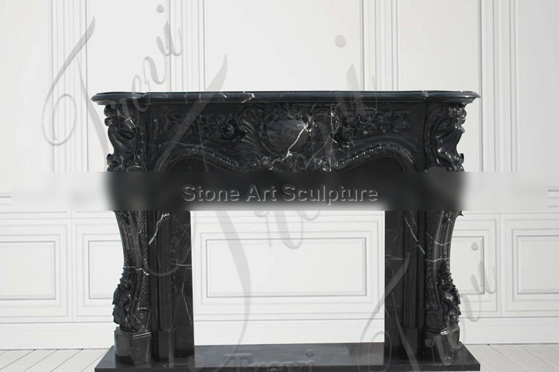 Custom Black Marble Fireplace Surround Factory Supply MOK1-060 detail image