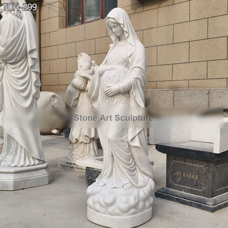 Marble Pregnant Our Lady of Hope Statue TCH-299 detail image