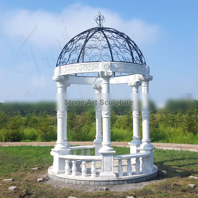 Marble Outdoor Gazebo Wedding Ceremony Flower Garden Decoration for Sale MOKK-981