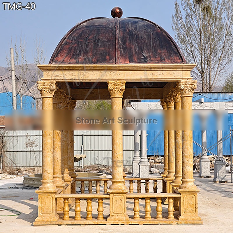 Large Beige Marble Garden Gazebo Outdoor Decor for Sale TMG-40 detail image