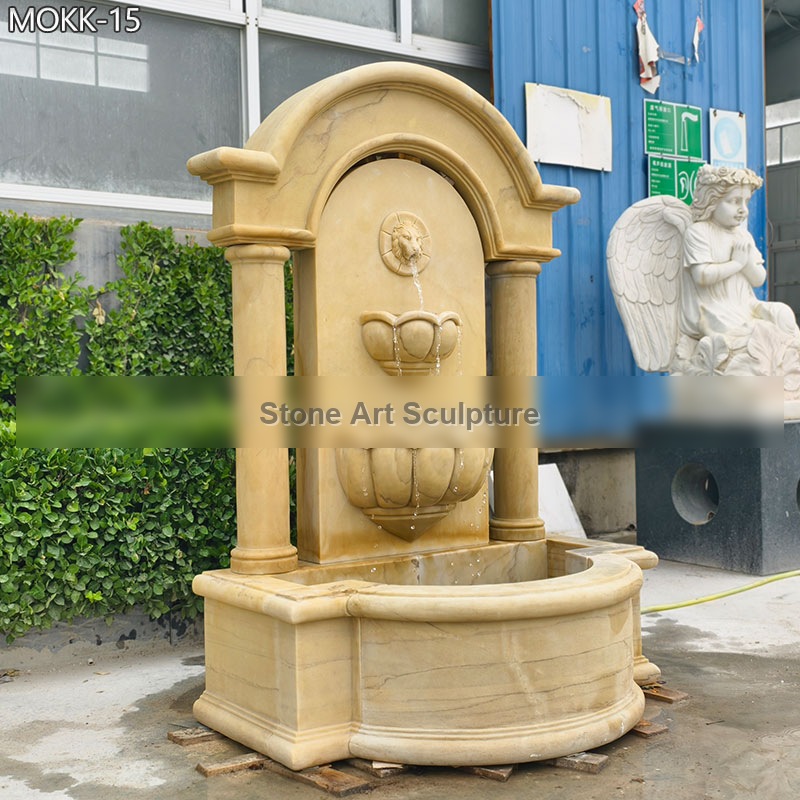 Antique Tall Stone Lion Head Wall Fountain for Garden detail image