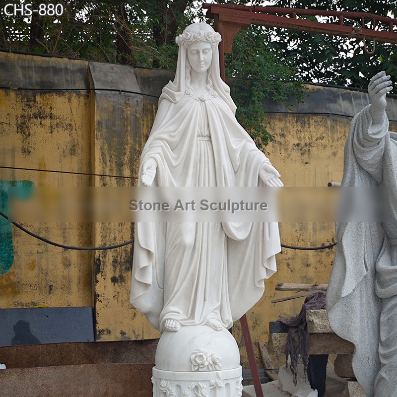 White Marble Virgin Mary Statue with Open Arms CHS-880 detail image
