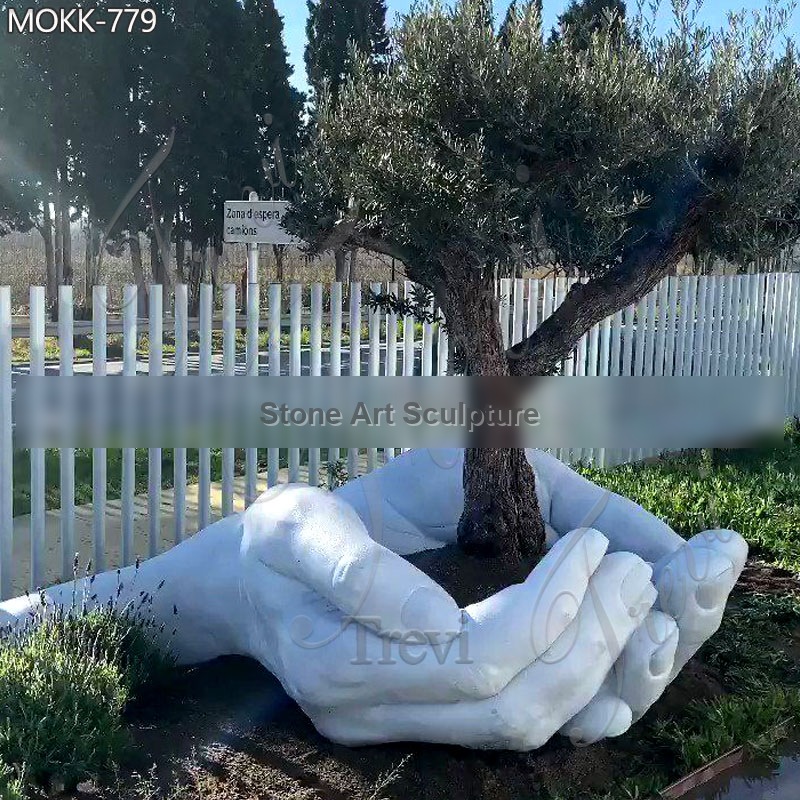 Large Size Big Hands Around Tree Marble Garden Statues for Sale MOKK-779 detail image