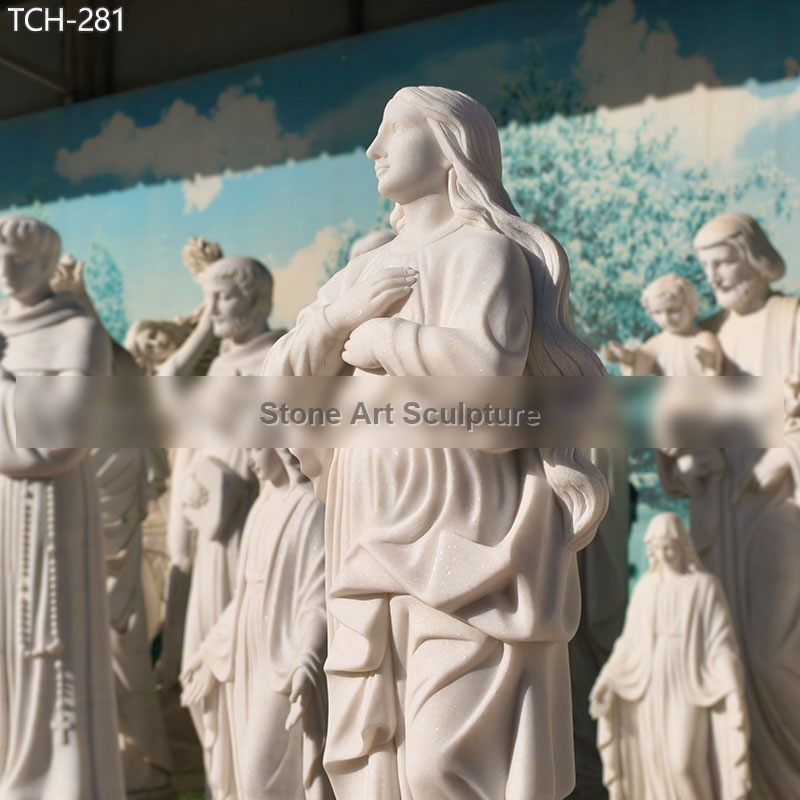 60 inches Marble Our Lady of the Assumption Statue detail image