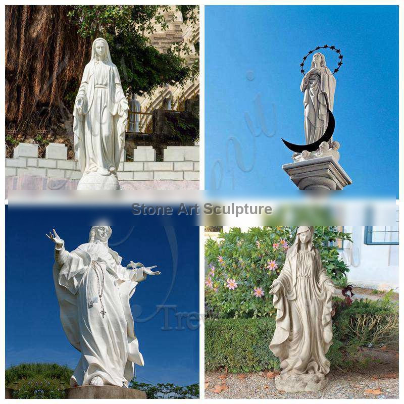 Blessed Virgin Mary Garden Statue with a Halo Behind for Sale CHS-883 detail image