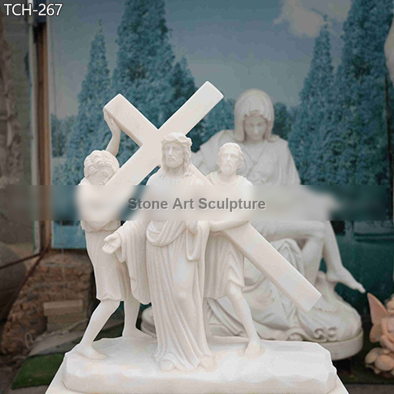 Station II | Jesus Takes Up His Cross Marble Statue detail image