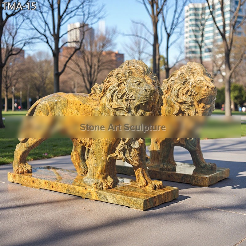 Vintage Italian Marble Life Size Lion Statue TMA-15
