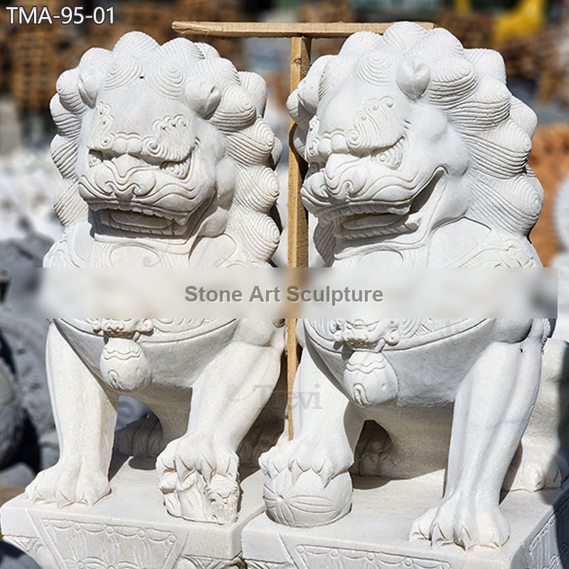 Life-Size Feng Shui Dog Lion Statue in front of House Meaning TMA-95 detail image