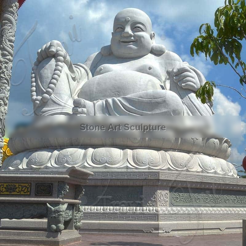 Large Marble Laughing Buddha Statue for Outdoor MOK1-072 detail image