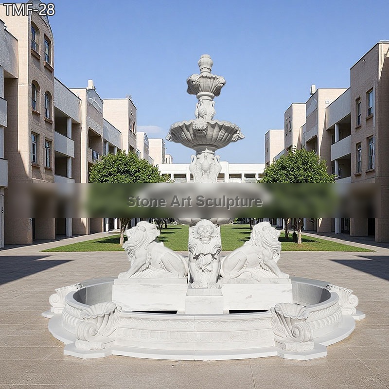 3 Tier Lion Garden Fountain with Sitting Lion Statues TMF-28