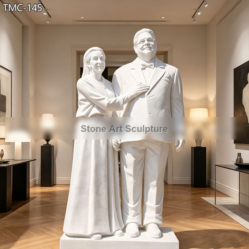 Life Size Customized Couple Statue in Natural Marble TMC-145