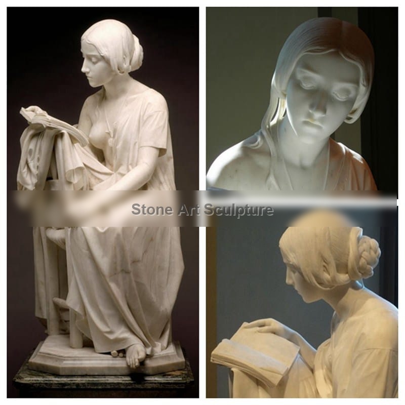 Elegant Marble Reading Girl Sculpture Replica Supplier TMC-50 detail image