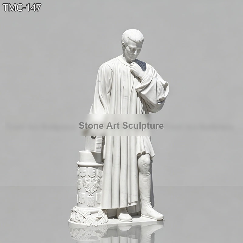 Marble Niccolo Machiavelli Statue Replica detail image