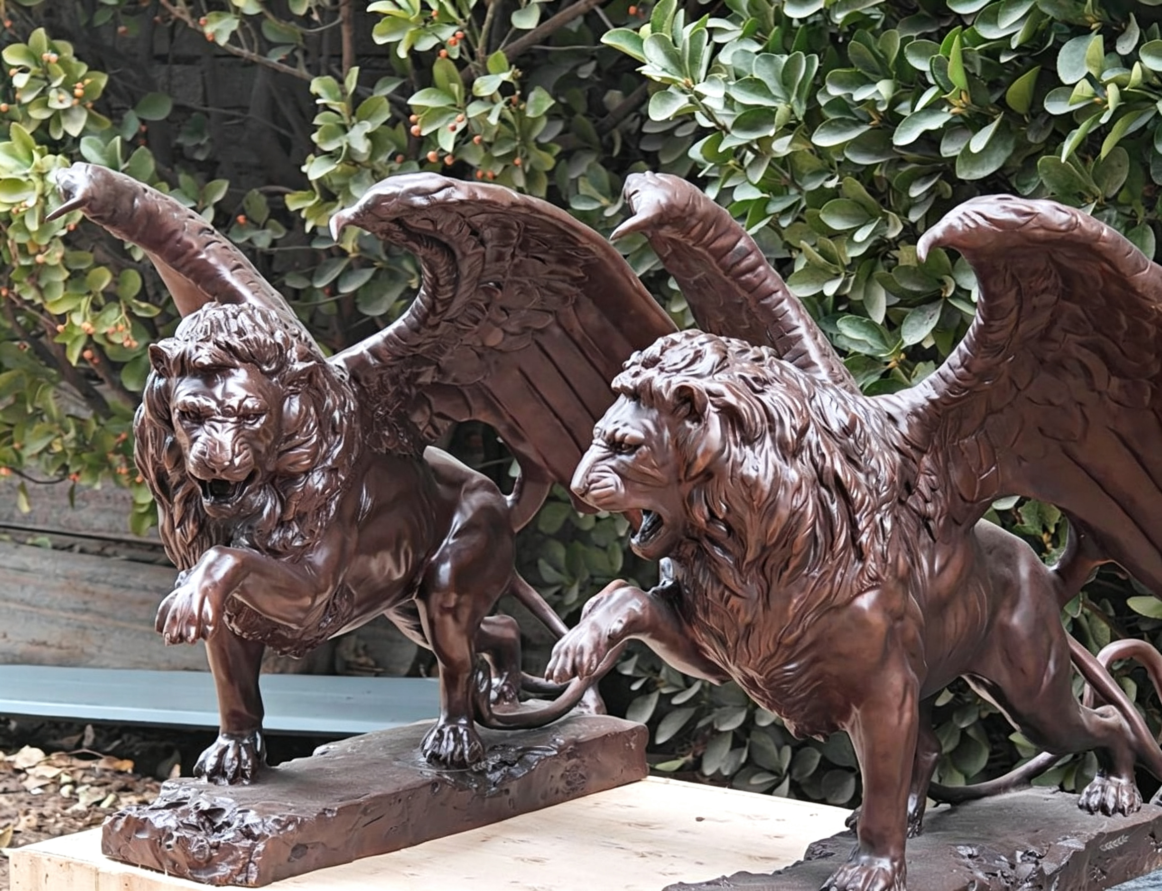 bronze inged Lion Memorial finished