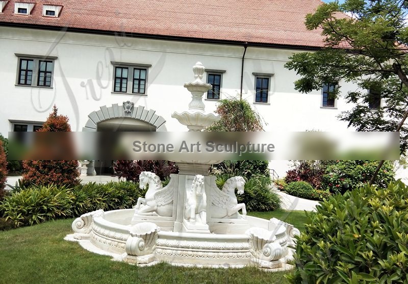 Outdoor Marble Water Fountain with Horse and Baby Statues for Backyard MOKK-174 detail image