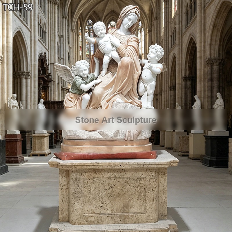 Michelangelo the Sitting Madonna and Child Marble Statues TCH-59