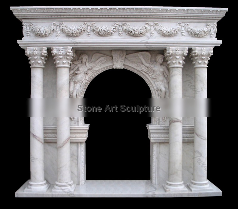 Contemporary fireplace mantels shelf with columns ideas for sale TMFP-20 detail image