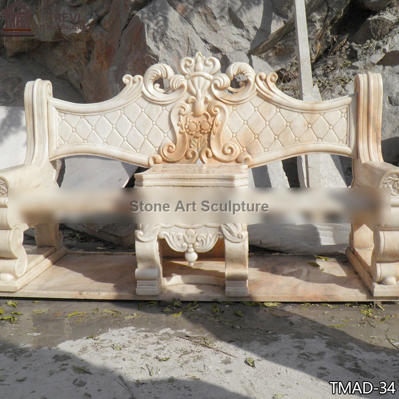 Exquisite Royal Style Bench with Intricate Carvings detail image