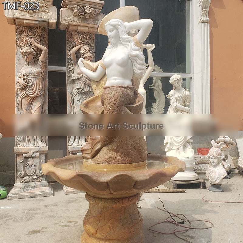 Marble Mermaid Water Fountain Outdoor Decor for Sale detail image