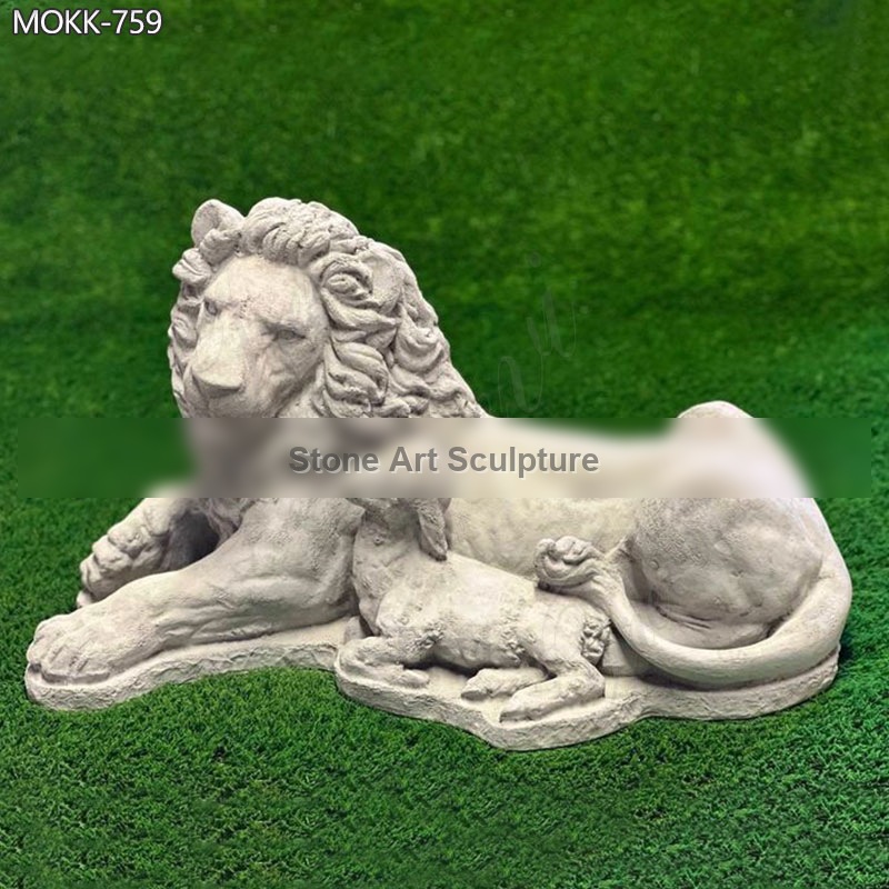 Outdoor Marble Lion and Goat statue for Sale China Factory MOKK-759