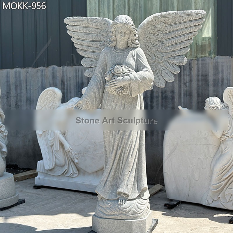 Life Size Marble Angel Statue for Garden Factory Supply MOKK-956 detail image