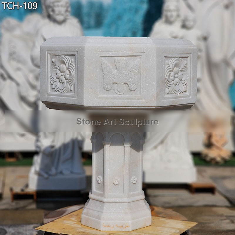 Decorative Outdoor Marble Baptismal Font in Catholic Church TCH-109 detail image
