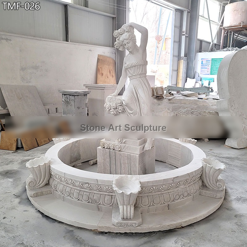 Outdoor Marble Lady Water Fountain detail image
