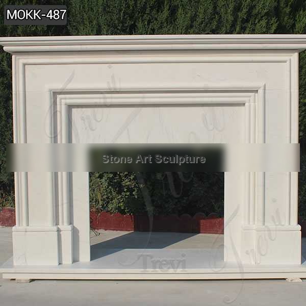 Contemporary Simple White Marble Fireplace Mantel Design for Sale MOKK-487
