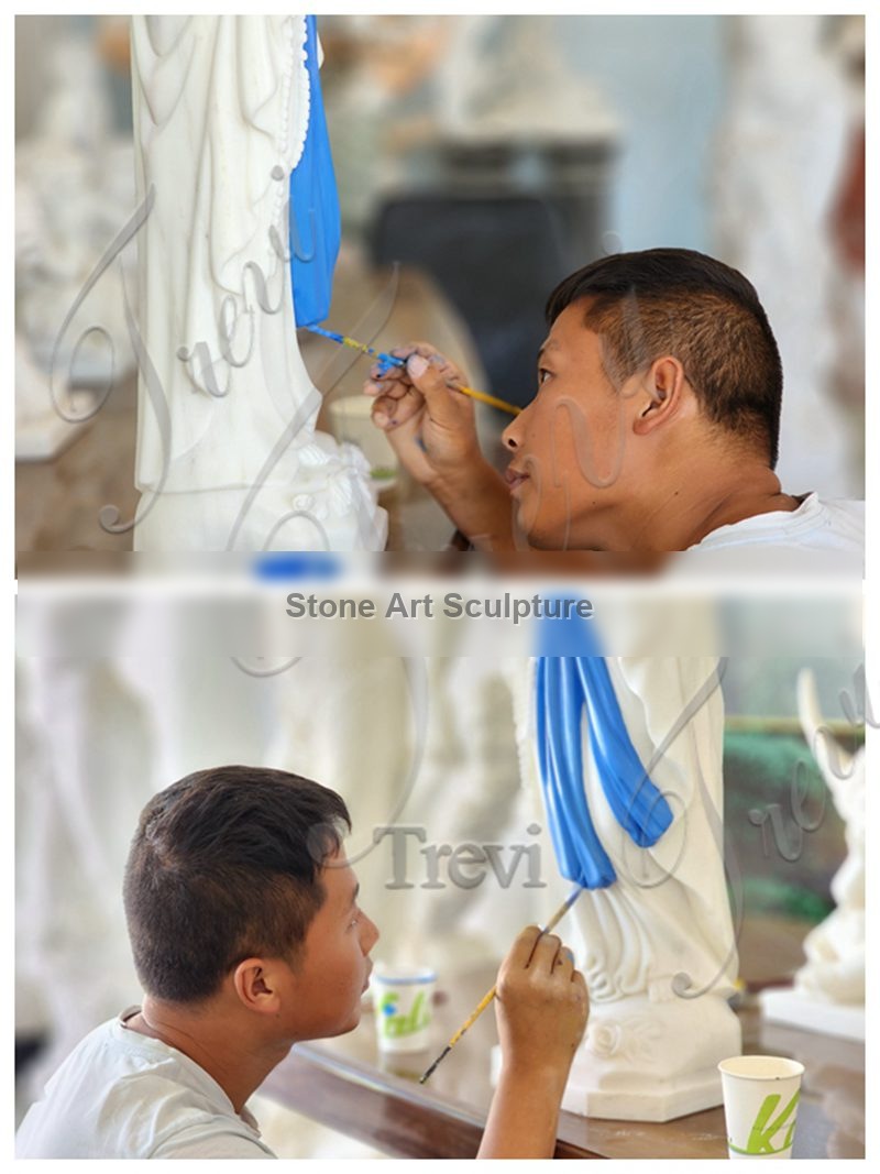 Most Beautiful Marble Painting Fatima Statues Supplier CHS-911 detail image