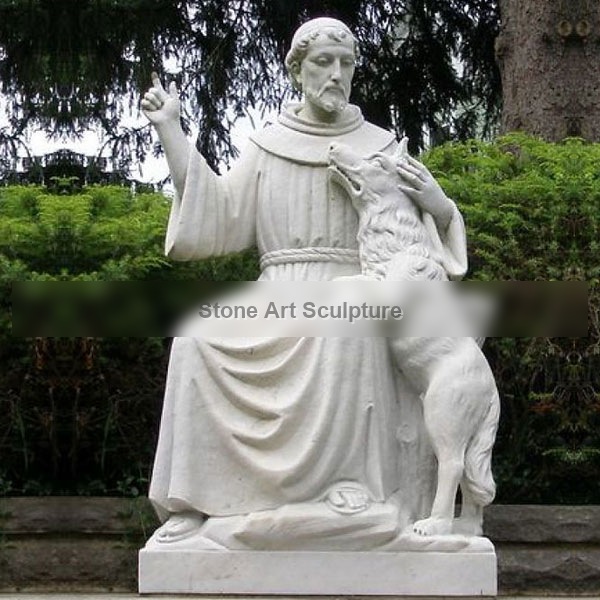 Patron saint francis of assisi garden statue with doves for sale TCH-205 detail image