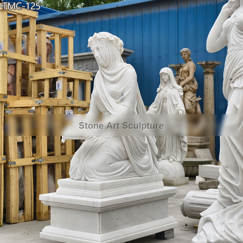 Raffaelle Monti Marble Veiled Vestal Statue for Sale detail image