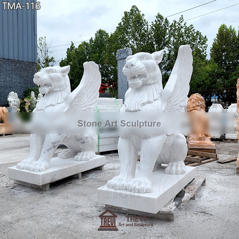 White Marble Griffin Garden Statue Outdoor Factory Supply detail image