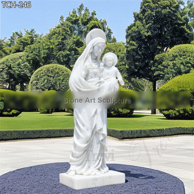 Holy Mary Monument Marble Statue Holding Jesus for Sale detail image