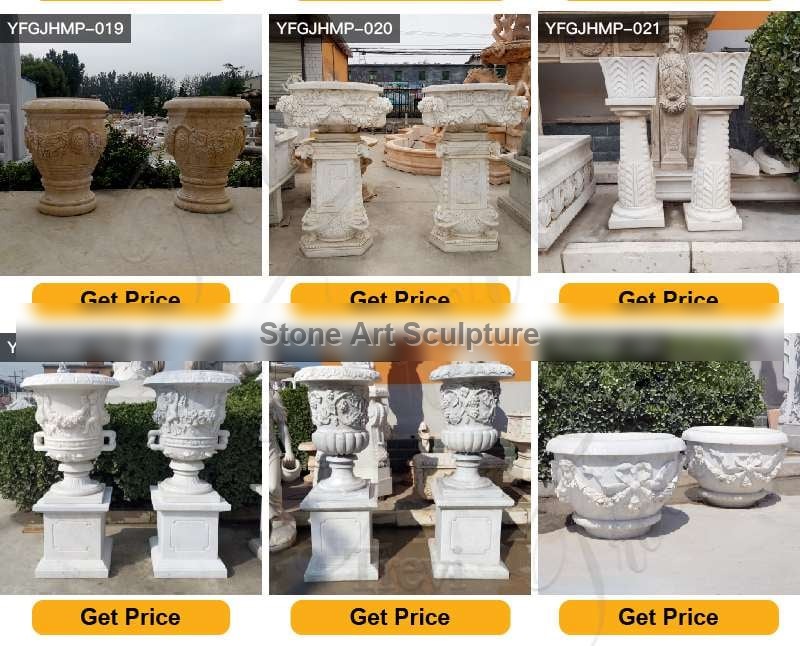 Luxury Style White Marble Flower Pots Floral Decoration for Sale MOKK-722 detail image