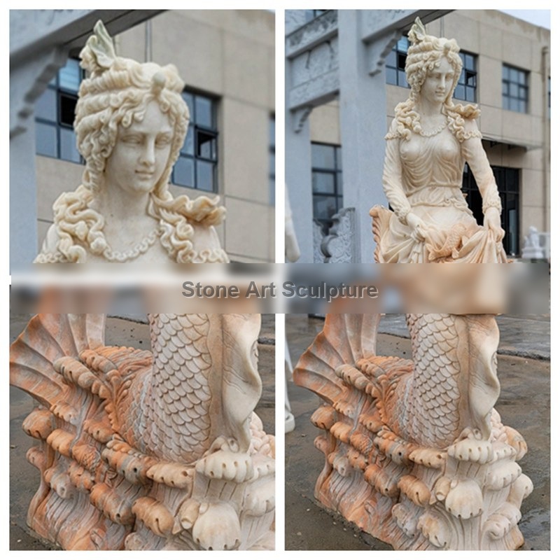 Hand Carved Marble Mermaid Statue Factory Supplier TMC-64 detail image