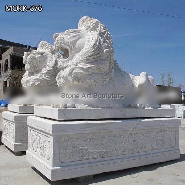 Large Marble Lying Lion Statues for Sale China Factory MOKK-876