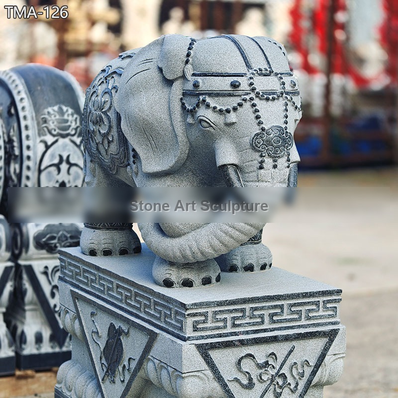 Black Marble Elephant Statue TMA-126 detail image