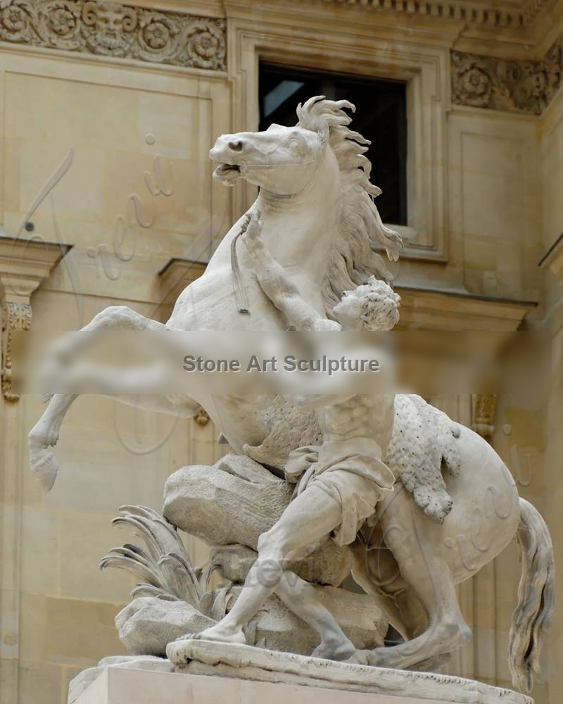 China Marble Marly Horses Statues Garden Decor for Sale MOKK-979 detail image