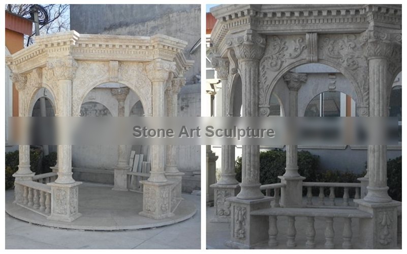 Classic Antique Marble Stone Column Gazebo Outdoor Supplier MOKK-638 detail image