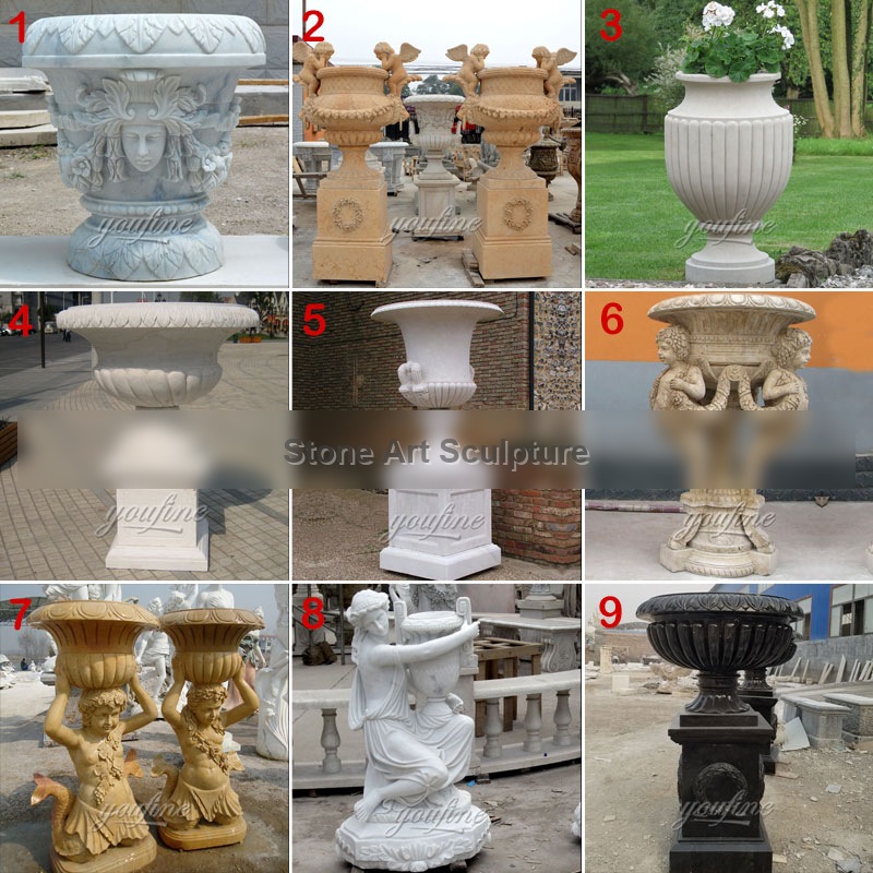 Large Pure Hand Craved White Marble Planter Animal Flower Pot MOKK-526 detail image