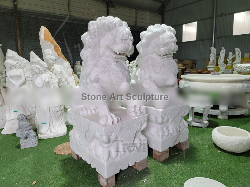 Marble Lion Statue Home Decor Foo Dog Art Wholesale MOKK-901 detail image