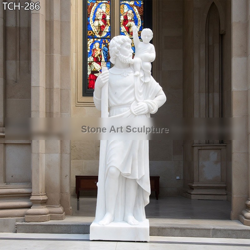 White Marble Saint Christopher Statue for Sale