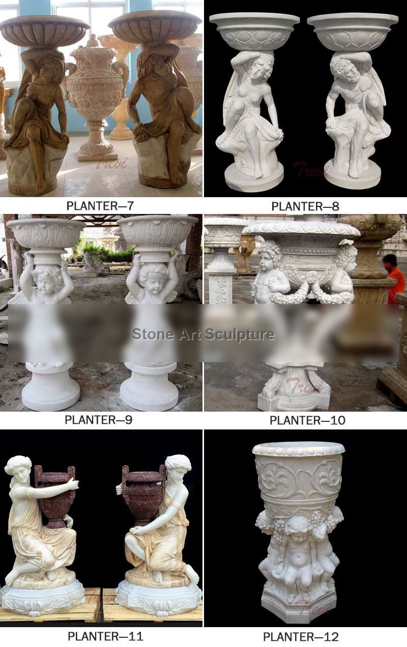 Life Size Red Marble Contemporary Plant Pots Indoor Decoration mokk-45-2 detail image