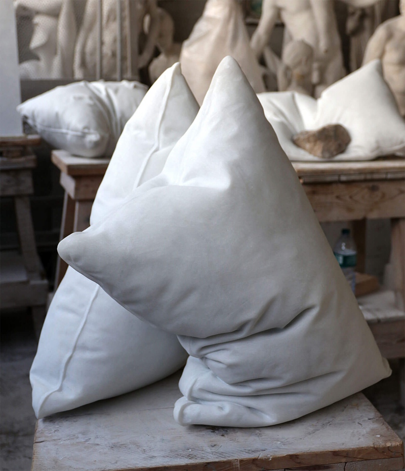 Down A series of ultra-realistic marble pillows